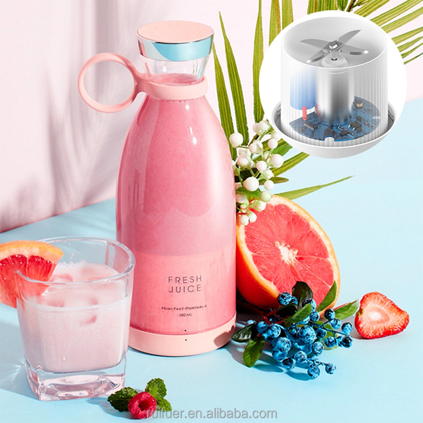 Portable Electric Blender Bottle - USB Rechargeable Mini Juicer for Fresh Juices