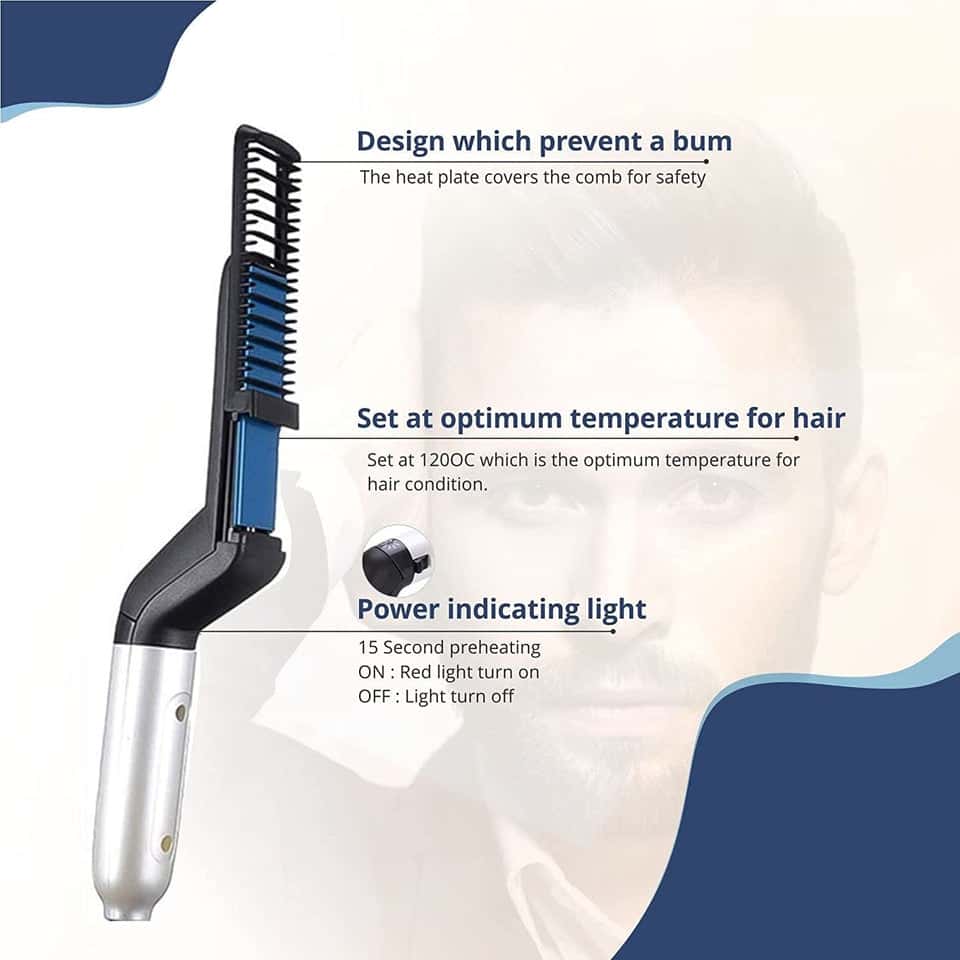 Quick Electric Hair Comb with Built-In Beard Straightener