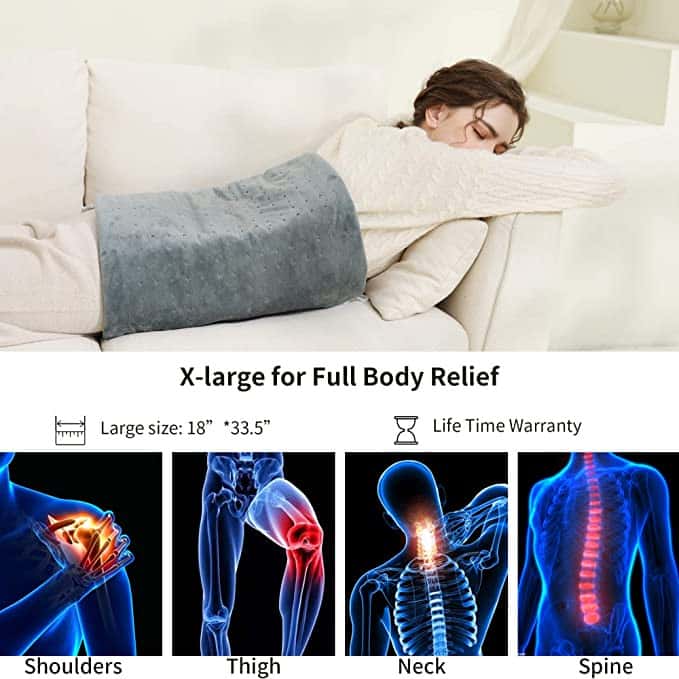 Heating Pad, Electric Weighted Heating Blanket for Back Pain Relief, Heat Therapy 6 Heat Settings, Washable, Auto-Off for Neck Shoulders Arthritis and Cramps Relief