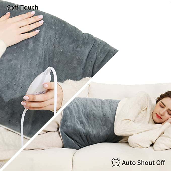Heating Pad, Electric Weighted Heating Blanket for Back Pain Relief, Heat Therapy 6 Heat Settings, Washable, Auto-Off for Neck Shoulders Arthritis and Cramps Relief