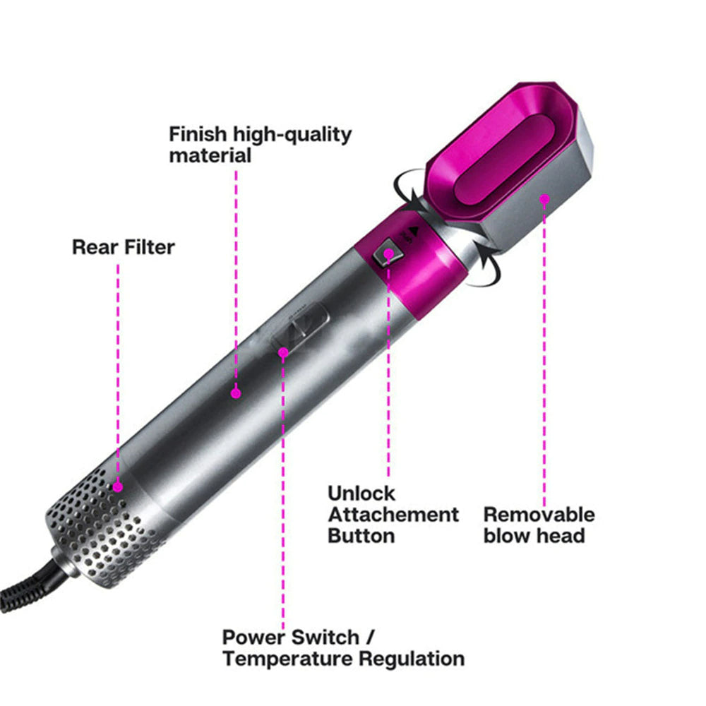5 IN 1 HAIR DRYER HOT COMB SET HAIR CURLER WET DRY PROFESSIONAL CURLING IRON HAIR STRAIGHTENER STYLING In Stock