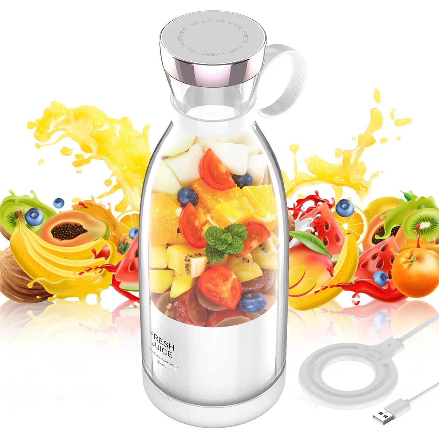Portable Electric Blender Bottle - USB Rechargeable Mini Juicer for Fresh Juices