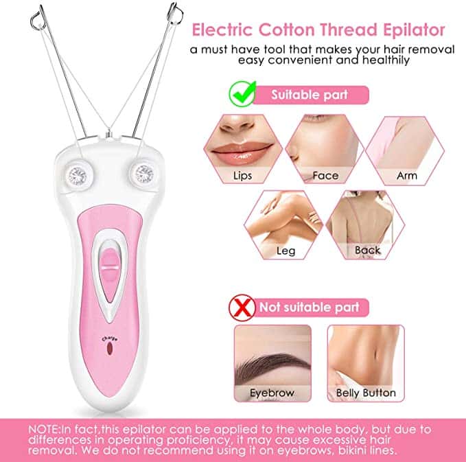 Electric Cordless Threading Easy-to-Use Hair Remover for Lips, Cheeks, Arms, Legs