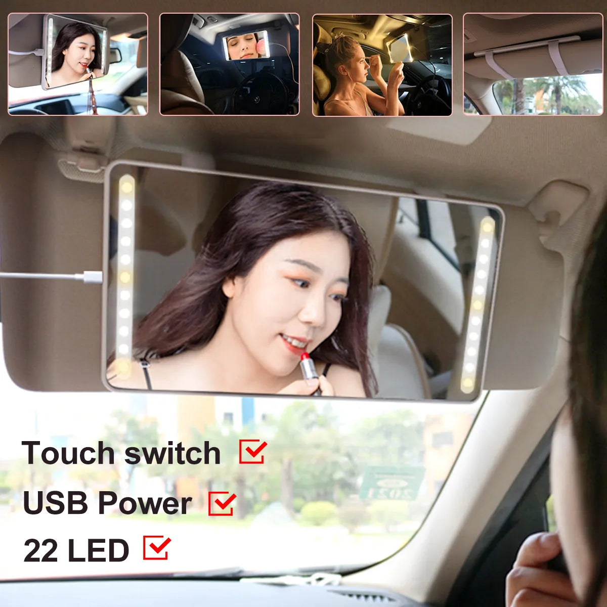 Adjustable Car Makeup LED Mirror Sun Visor Fill Light Mirror Car Supply Durable Car Cosmetic Mirror Car Accessories