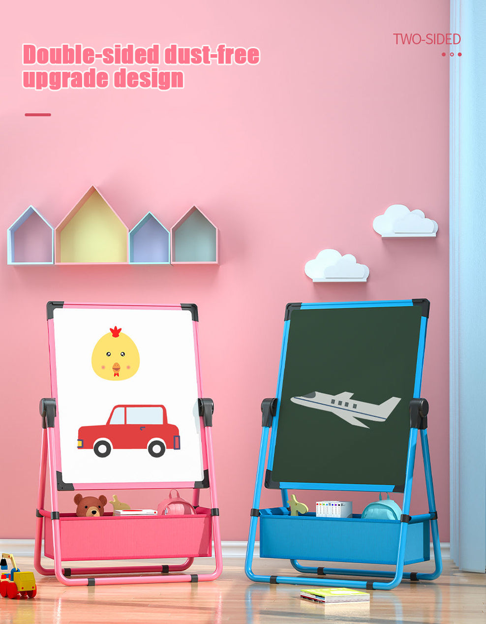 Drawing Board Large Double-Sided Erasable Children's Writing Whiteboard Liftable Magnetic Dust-Free Blackboard Baby Doodle Toys