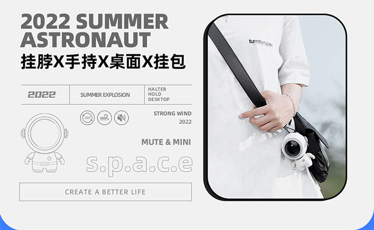 Mini Handheld Fan Cute Astronaut Cooling Fan Portable USB Rechargeable Safety Fans Without Vane Kids Student Fan