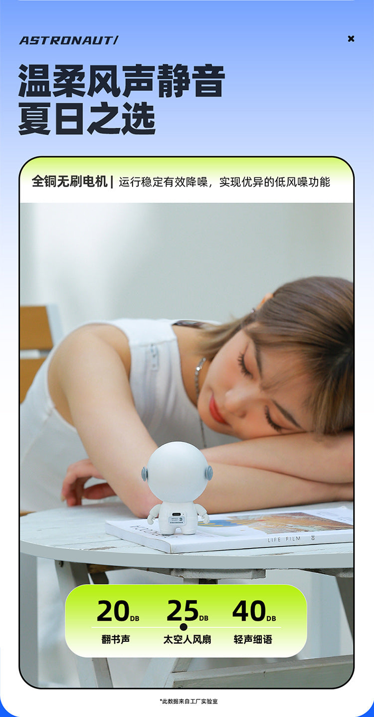 Mini Handheld Fan Cute Astronaut Cooling Fan Portable USB Rechargeable Safety Fans Without Vane Kids Student Fan