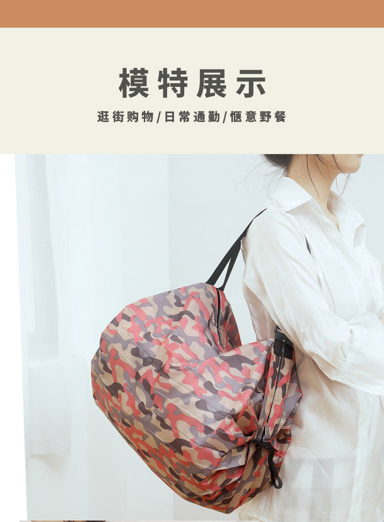 Big Folding Shopping Bag Eco-Friendly Reusable Portable One Shoulder Handbag For Travel Grocery Pocket Bags Fashion