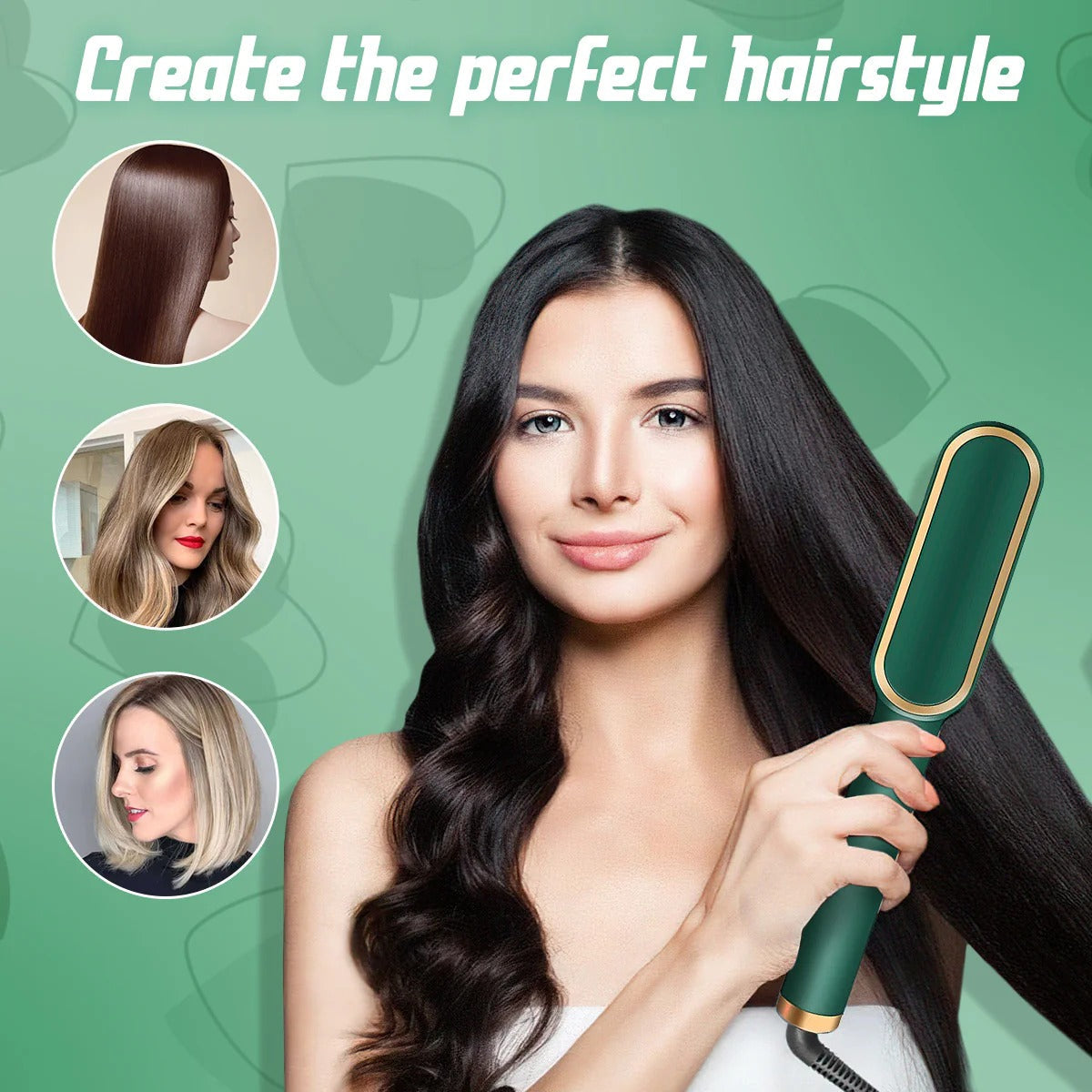 Professional Anti-Scaled Hair Straightener Brush - Electric Heated Comb for Straight & Curly Styling