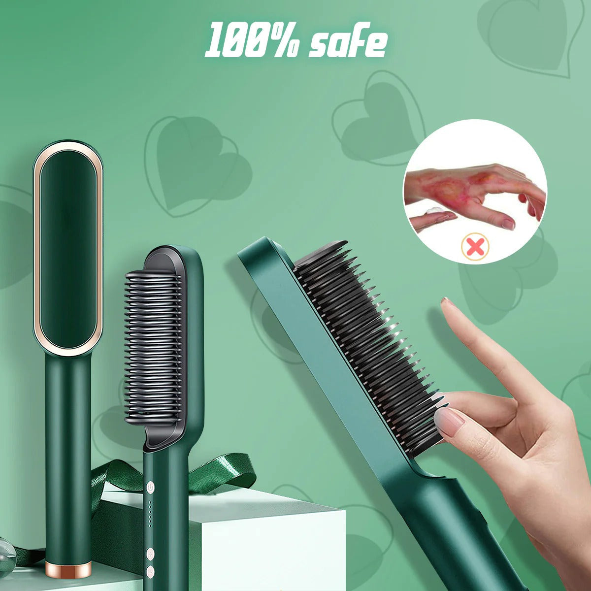 Professional Anti-Scaled Hair Straightener Brush - Electric Heated Comb for Straight & Curly Styling