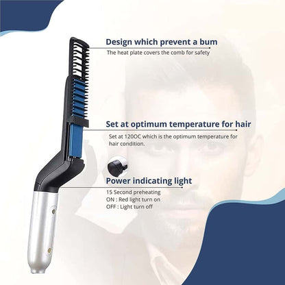Quick Electric Hair Comb with Built-In Beard Straightener