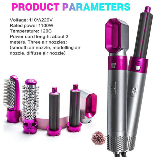 5 IN 1 HAIR DRYER HOT COMB SET HAIR CURLER WET DRY PROFESSIONAL CURLING IRON HAIR STRAIGHTENER STYLING In Stock