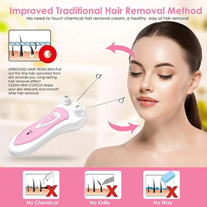 Electric Cordless Threading Easy-to-Use Hair Remover for Lips, Cheeks, Arms, Legs