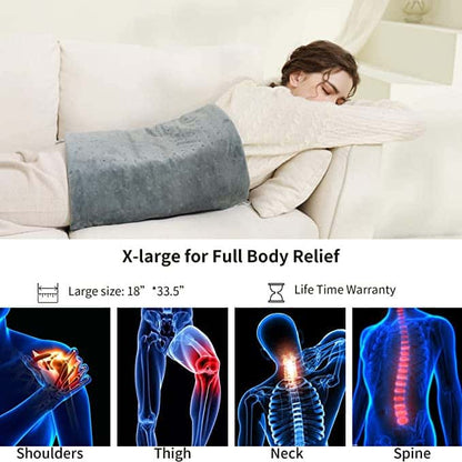 Heating Pad, Electric Weighted Heating Blanket for Back Pain Relief, Heat Therapy 6 Heat Settings, Washable, Auto-Off for Neck Shoulders Arthritis and Cramps Relief